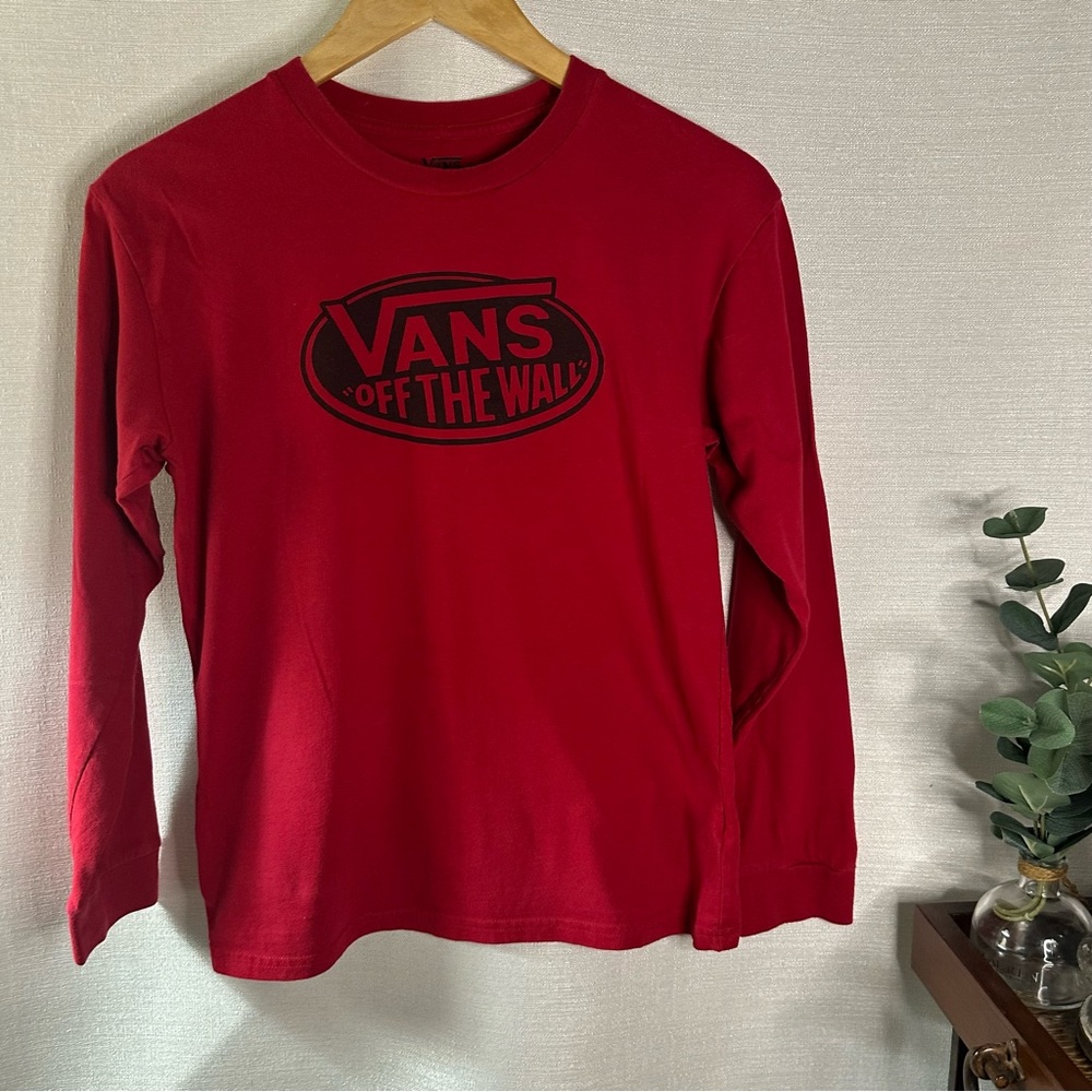 Vans Youth Bold Red Long Sleeve Tee XL(14+) 100% Cotton